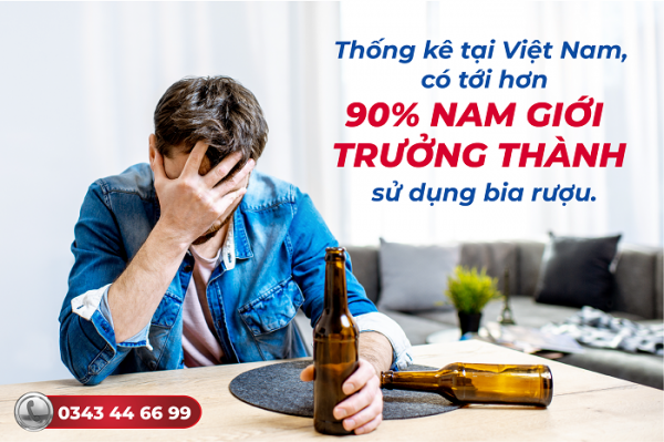 Hơn 90% nam giới trưởng thành sử dụng bia rượu 